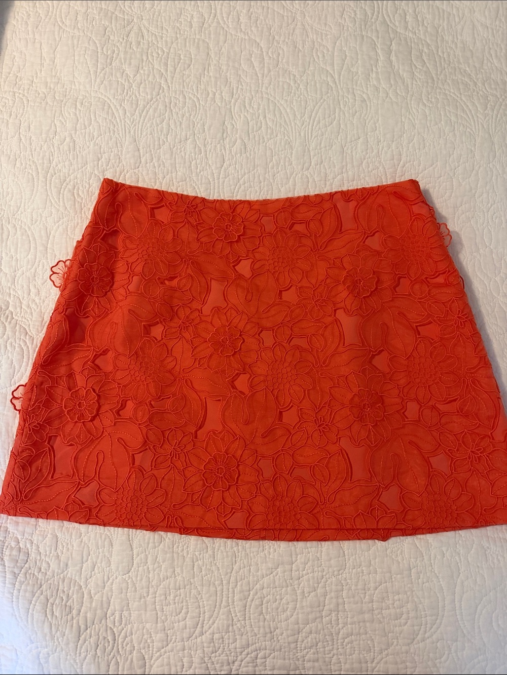 JCrew Women's Floral Lace Mini Skirt - Bright Peach/Orange